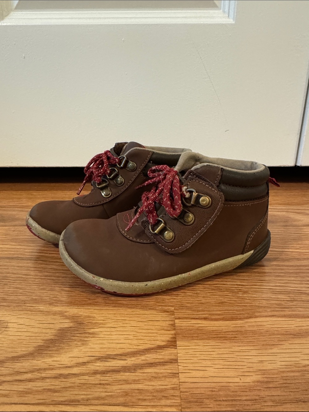 Merrell Kids Brown Ankle Boots with Red Laces